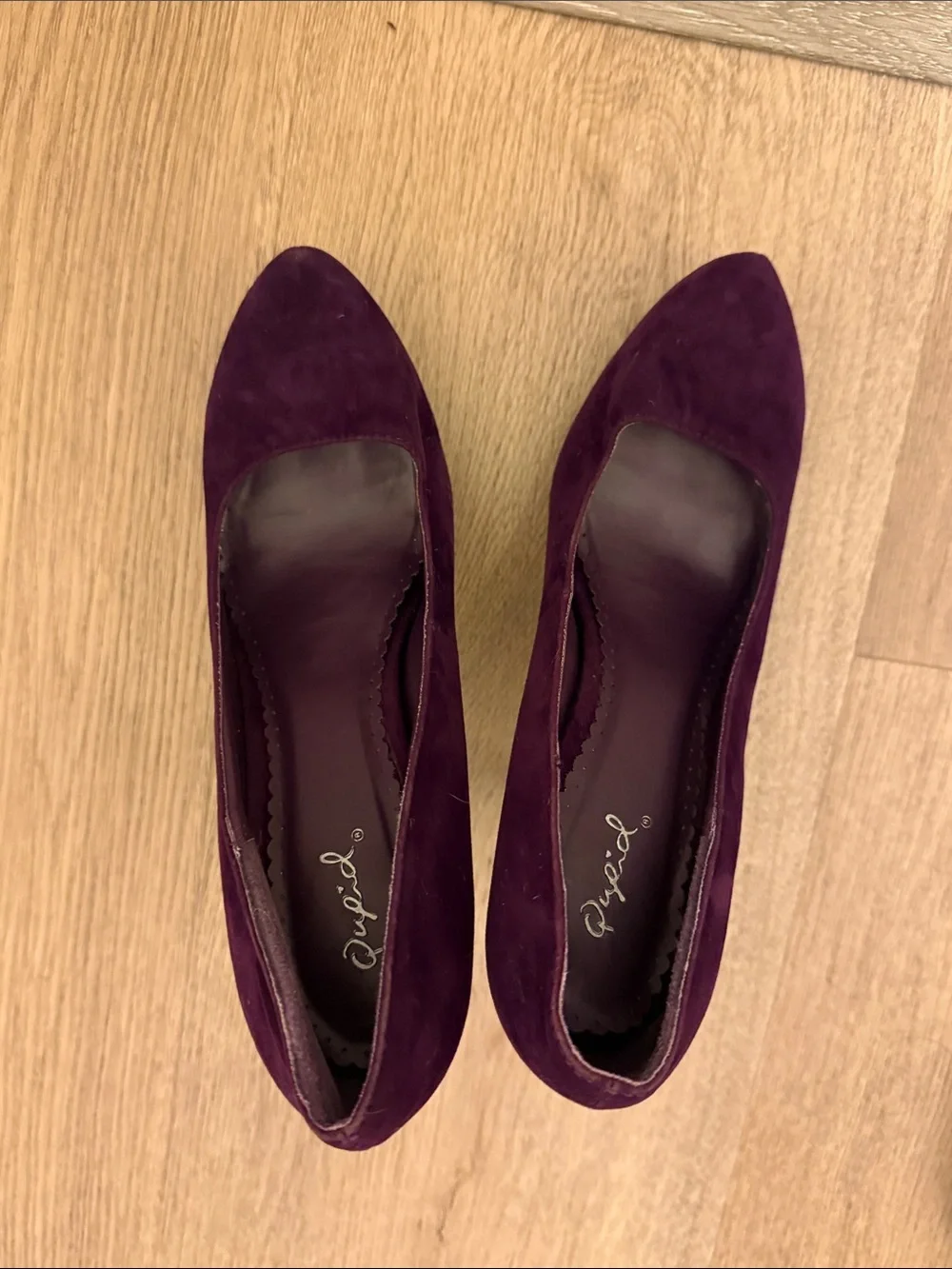 Qupid Plum Suede Pointed-Toe Pumps